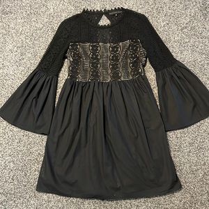 Endless Rose Women's Black Bell Sleeves Goth Glam Dress Size Small EUC